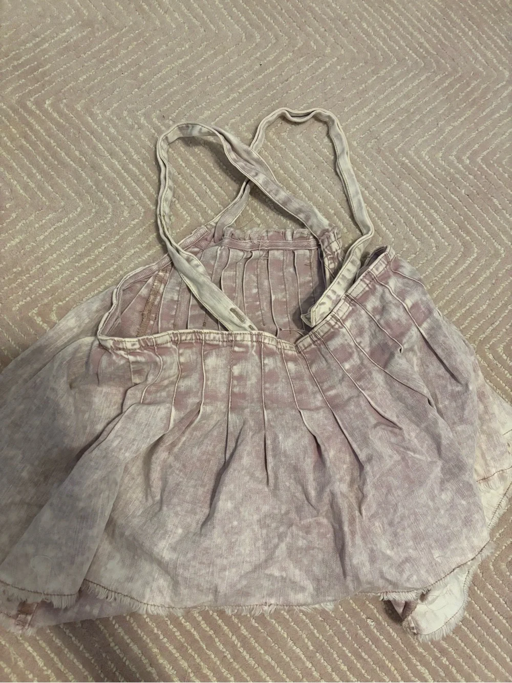 Free People Acid Washed Denim Mauve Pleated Tank